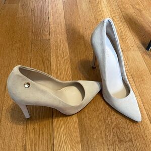 Calvin Klein Elegant Suede Cream High Heels 5